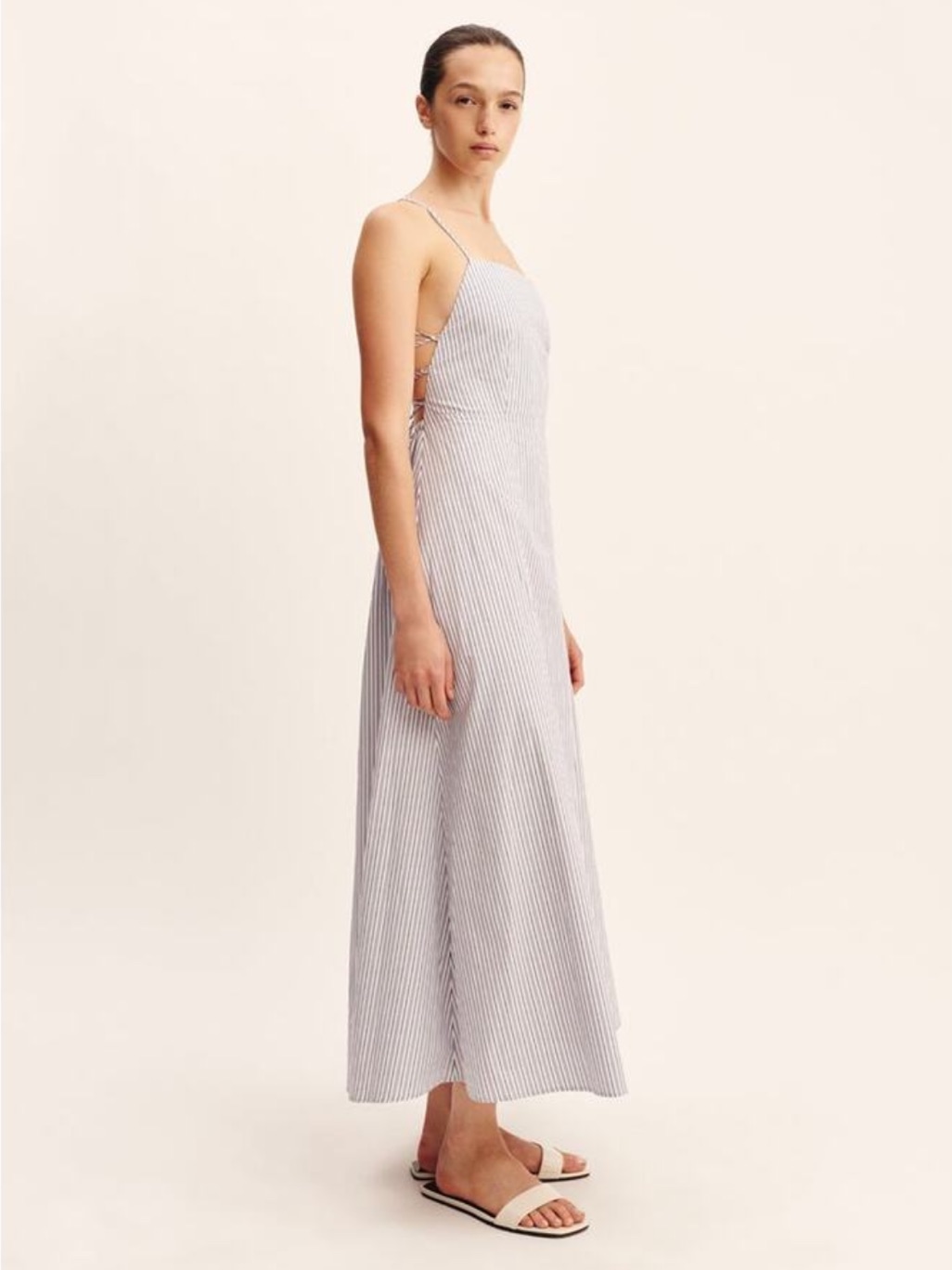 Posse Striped Spaghetti Strap Maxi Dress - Blue & White Xs